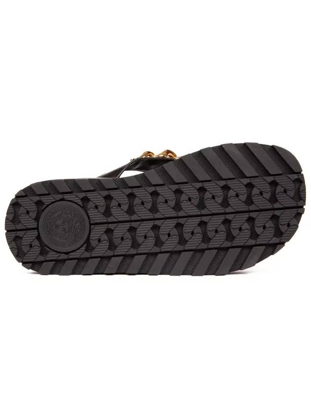 Chain Platform Leather Flip Flops Black - VERSACE - BALAAN 7