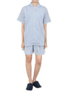Poplin Pajamas Organic Cotton Short Sleeve Shirt Placid Blue - TEKLA - 10