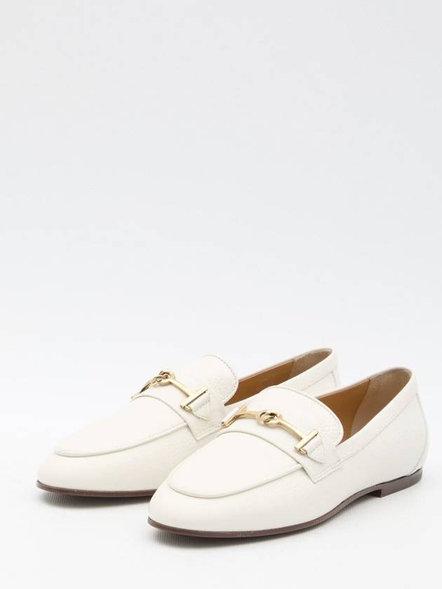 Women's Double T Logo Leather Loafers White - TOD'S - BALAAN 3