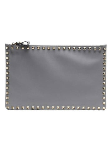 Rockstud Clutch Bag Grey - VALENTINO - BALAAN 1