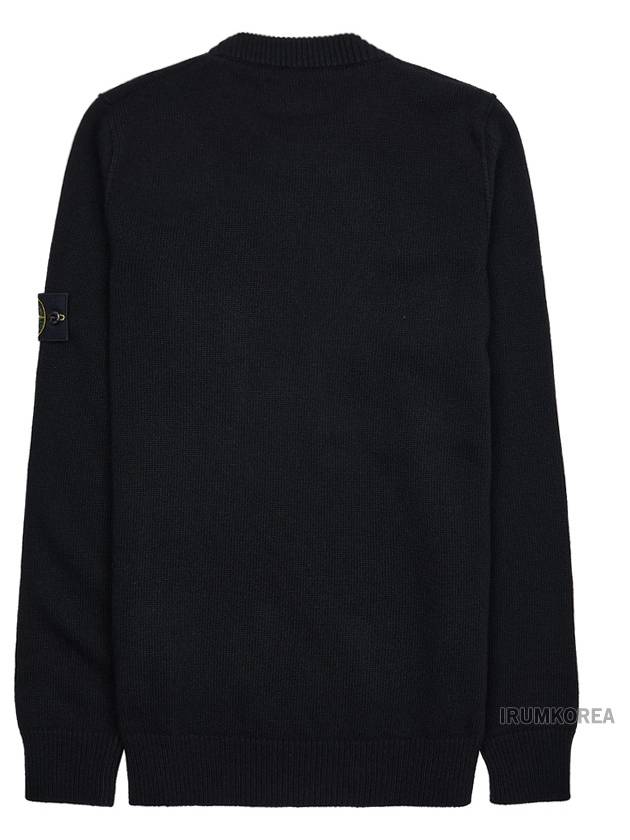 Logo Patch Lambswool Crewneck Knit Top Black - STONE ISLAND - BALAAN 3