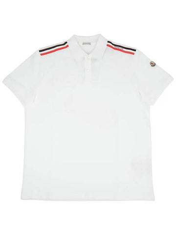 Logo Patch Tricolor Polo T-Shirt White 8A00020 89A16 002 - MONCLER - BALAAN 1