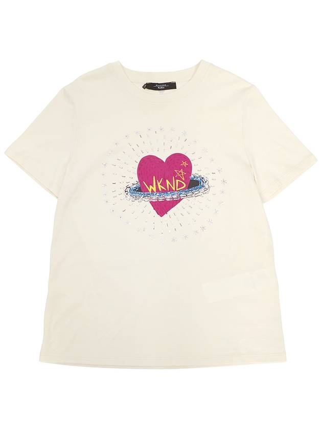 Cinema Heart Motif Cotton Short Sleeve T-Shirt Ivory - MAX MARA - BALAAN 2