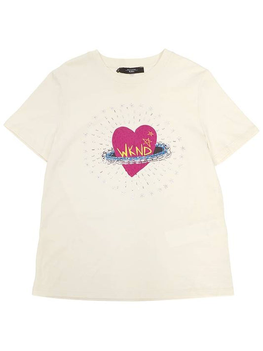 Cinema Heart Motif Cotton Short Sleeve T-Shirt Ivory - MAX MARA - BALAAN 2