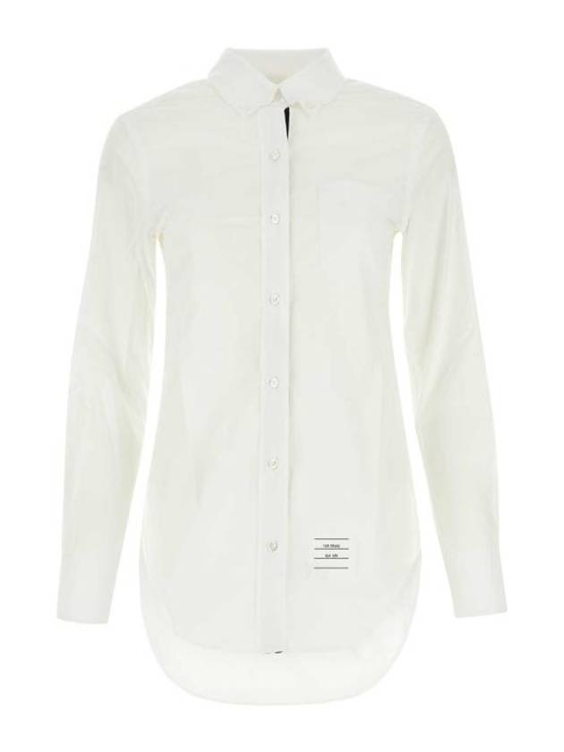 Logo Patch Cotton Shirt White - THOM BROWNE - BALAAN 2