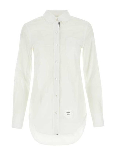 Logo Patch Cotton Shirt White - THOM BROWNE - BALAAN 2