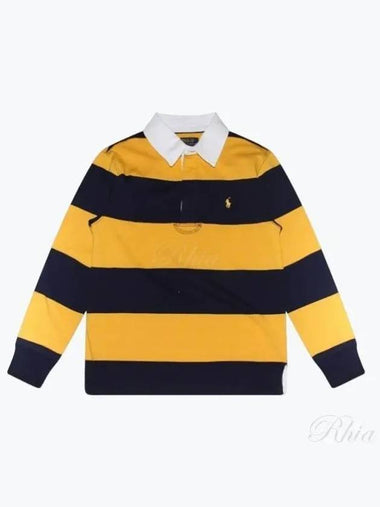 Kids Striped Jersey Polo Short Sleeve T-Shirt Yellow Black - POLO RALPH LAUREN - BALAAN 1