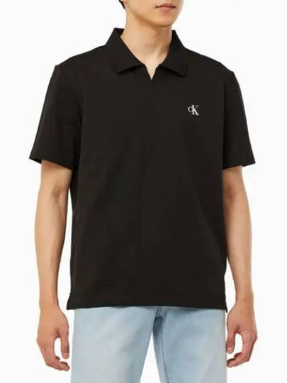 JEANS Men s Black Relaxed Fit Pique Polo Short Sleeve T Shirt J326330 BEH - CALVIN KLEIN - BALAAN 2