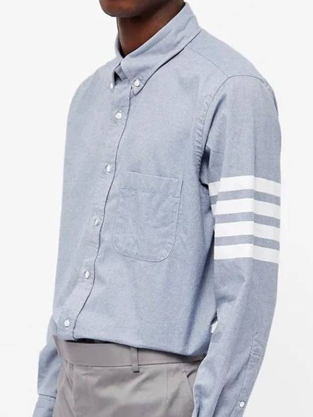 Men's Diagonal Solid Flannel Long Sleeve Shirt Light Blue - THOM BROWNE - BALAAN 6