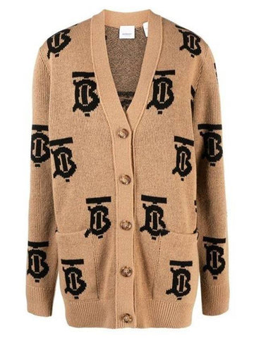 Monogram Motif Jacquard Wool Cardigan Camel - BURBERRY - BALAAN 1