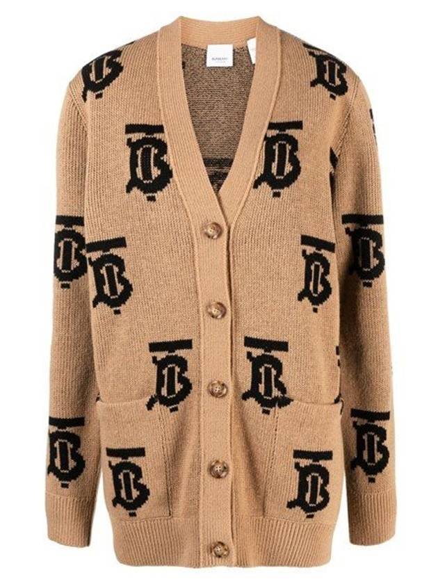 Monogram Motif Jacquard Wool Cardigan Camel - BURBERRY - BALAAN 1