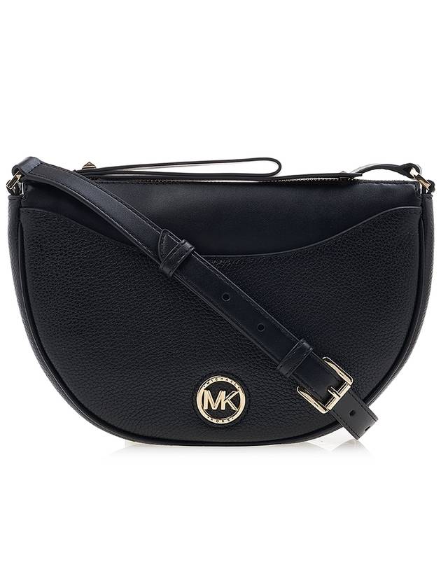 Logo Plaque Leather Saddle Shoulder Bag Black - MICHAEL KORS - BALAAN 2