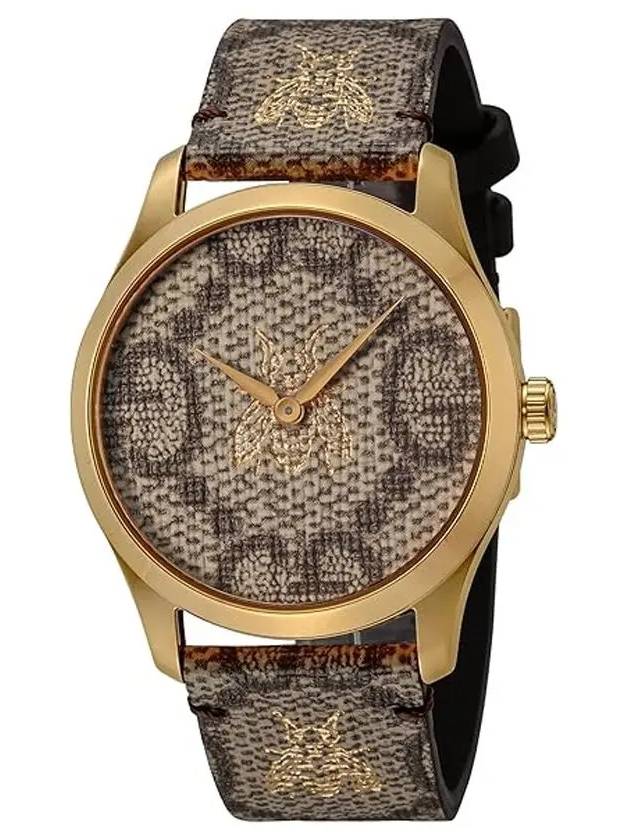 G-Timeless Supreme Canvas Leather Watch Gold - GUCCI - BALAAN 3