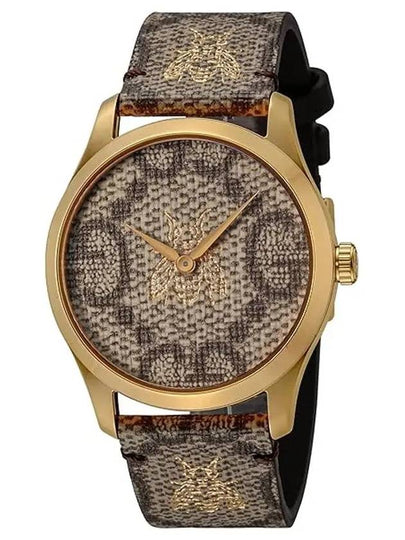 G-Timeless Supreme Canvas Leather Watch Gold - GUCCI - BALAAN 2