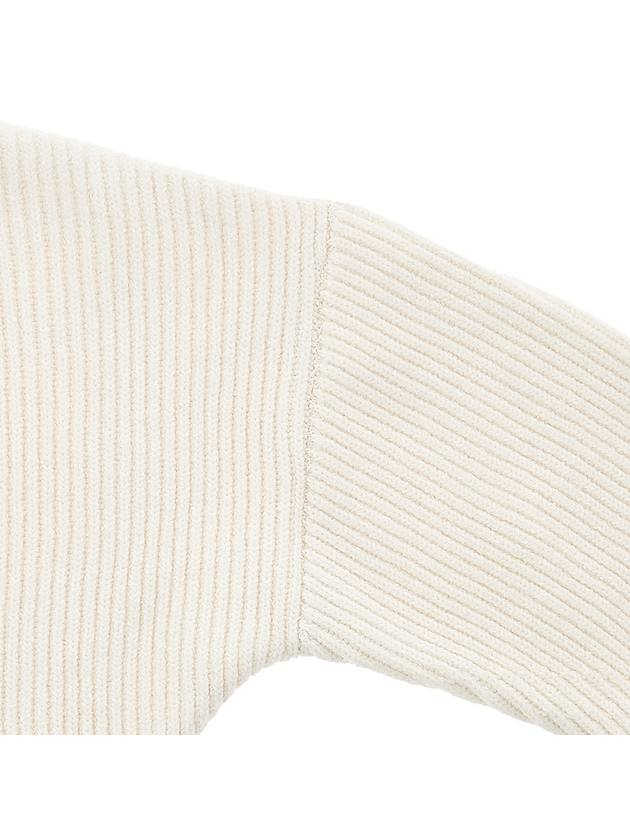 Crew Neck Ribbed Long Sleeve Wool Knit Top Ivory - JIL SANDER - BALAAN 5