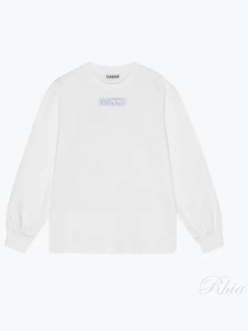 White Long Sleeve Tee T3999 151 T Shirt - GANNI - BALAAN 1