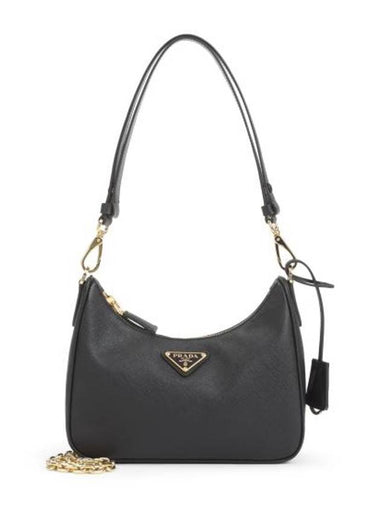 Re-Edition Saffiano Leather Mini Shoulder Bag Black - PRADA - BALAAN 1