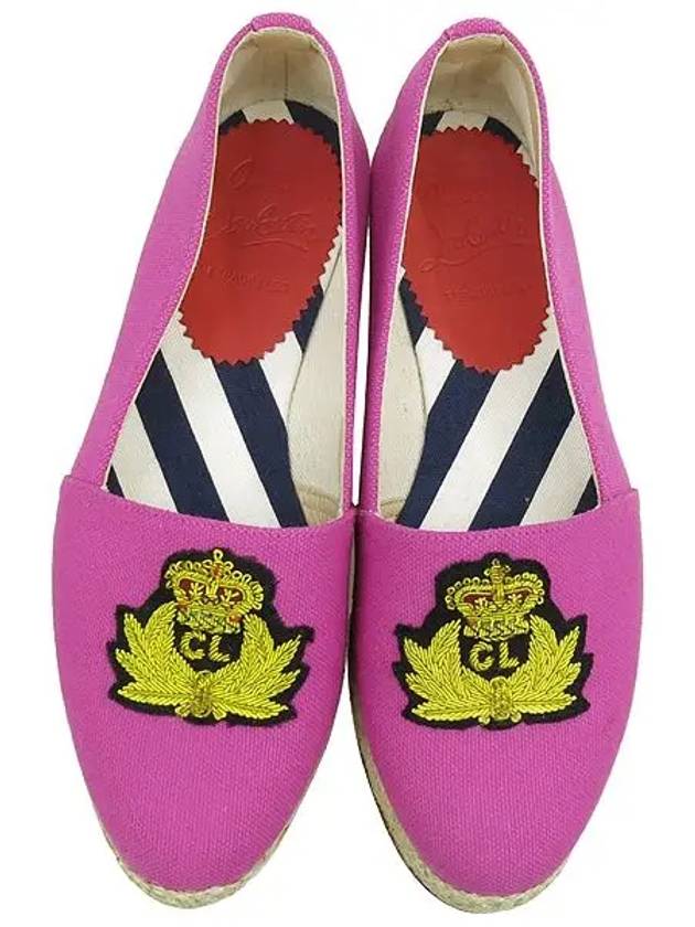 Pink color fabric crown wappen espadrille detail women s sneakers - CHRISTIAN LOUBOUTIN - BALAAN 4