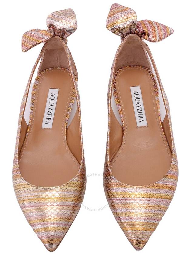 Aquazzura Ladies Bow Tie Light Bronze Ballet Flats, Brand Size 35 ( US Size 5 ) - AQUAZZURA - BALAAN 3