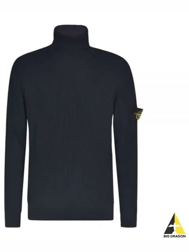 Men's Logo Patch Turtleneck Navy - STONE ISLAND - BALAAN 2