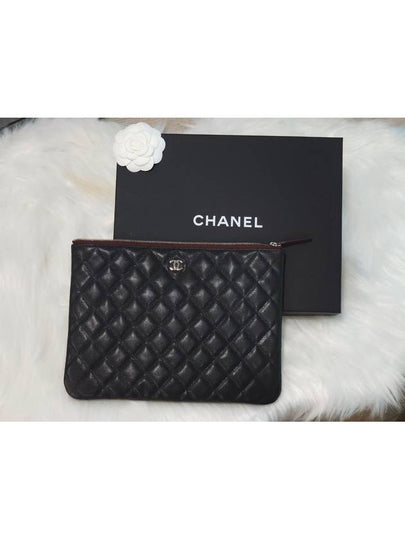 Medium Classic Clutch Bag Caviar Leather & Silver Black - CHANEL - BALAAN 2