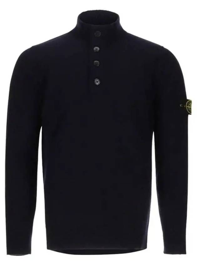 High Neck Half Button Lambswool Knit Top Navy - STONE ISLAND - BALAAN 2