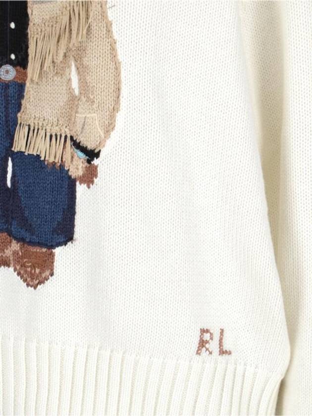 Bear Crew Neck Cotton Knit Top Cream - POLO RALPH LAUREN - BALAAN 5