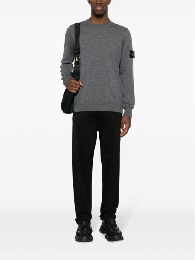 Regular Fit Crew Neck Wool Knit Top Grey - STONE ISLAND - BALAAN 3