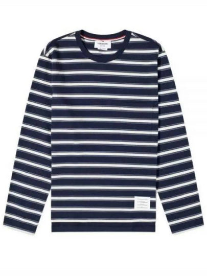 Stripe Jersey Oversized Long Sleeve T-Shirt Navy - THOM BROWNE - BALAAN 2