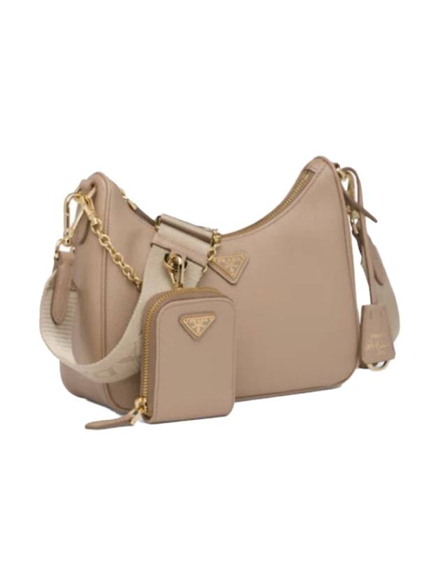 Re edition Tesuto chain strap hobo bag cross beige - PRADA - BALAAN 1