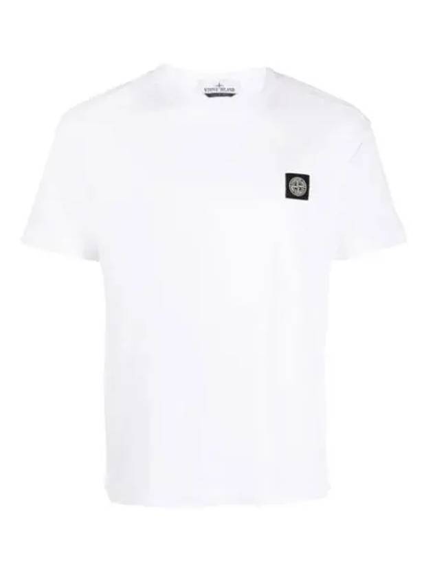 Logo Patch Cotton Short Sleeve T-Shirt White - STONE ISLAND - BALAAN 2