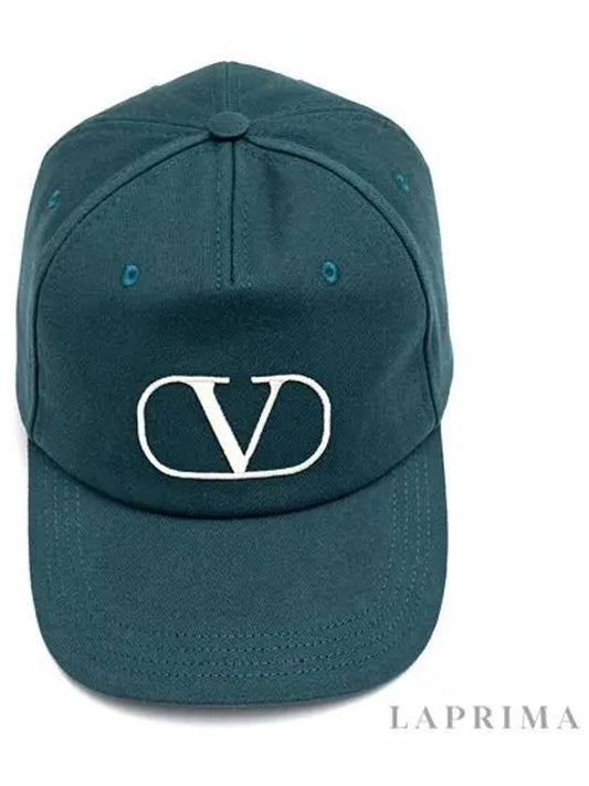 signature V logo embroidered cotton ball cap - VALENTINO - BALAAN.