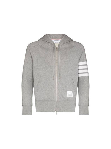 Engineered 4 Bar Diagonal Zip Up Hoodie Light Grey - THOM BROWNE - BALAAN 1