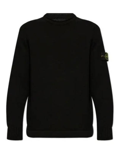 Compass Badge Wool Knit Top Black - STONE ISLAND - BALAAN 2