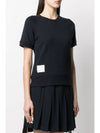 Women's Loopback Cotton Short Sleeve T-Shirt Navy - THOM BROWNE - BALAAN 4