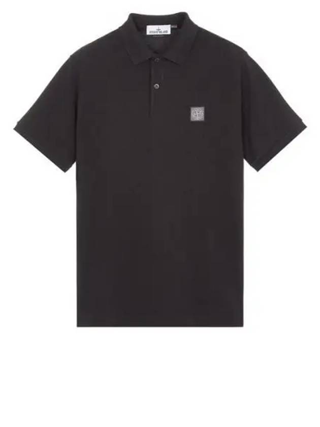 Compass Patch Short Sleeve Polo Shirt Black - STONE ISLAND - BALAAN 2