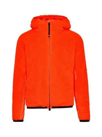 Grenoble logo patch fleece hooded teddy jacket neon orange men's jacket 197021 - MONCLER - BALAAN 1