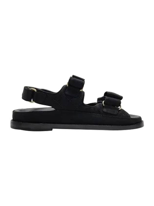 Women's Ribbon Velcro Sandals Black - CHANEL - BALAAN.