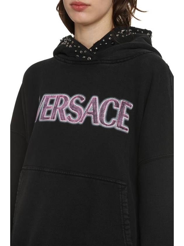 logo print hoodie black - VERSACE - BALAAN 6