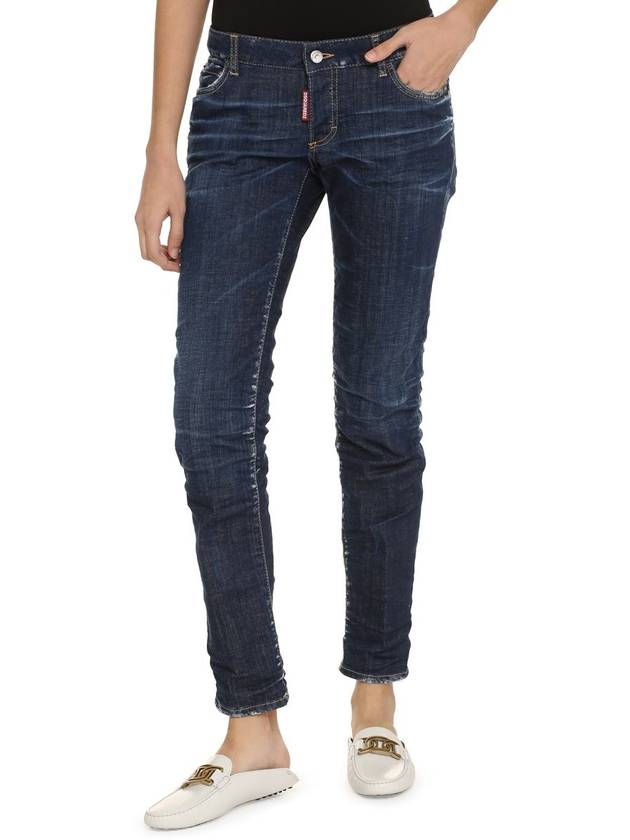 Dark Clean Wash Jennifer Skinny Jeans Blue - DSQUARED2 - BALAAN 4