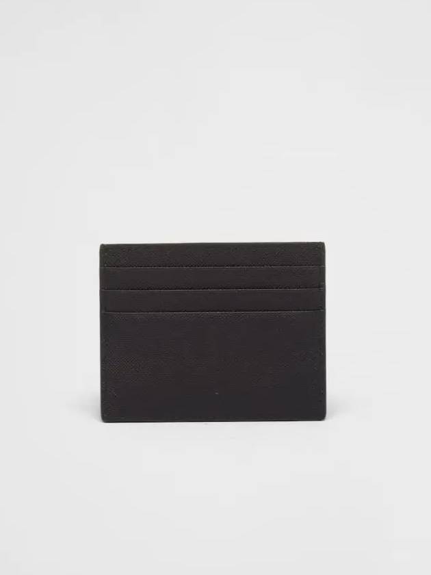 Saffiano Leather Triangle Logo Card Wallet Black Gold - PRADA - BALAAN 4