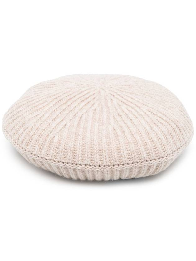 Logo Rib Edge Wool Beret Sand - GANNI - BALAAN 2