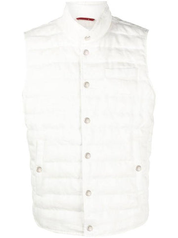 Linen Sleeveless Down Jacket White - BRUNELLO CUCINELLI - BALAAN 1