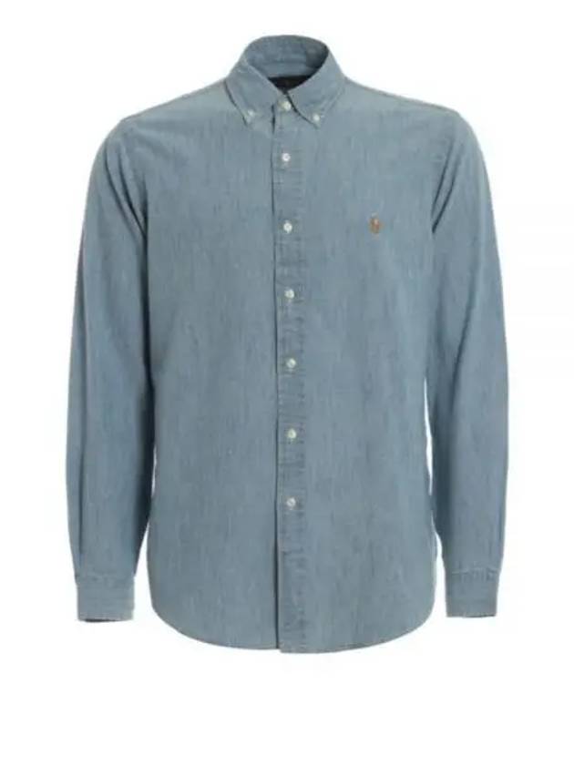 Embroidered Pony Logo Chambray Long Sleeves Shirt Denim Blue - POLO RALPH LAUREN - BALAAN 2