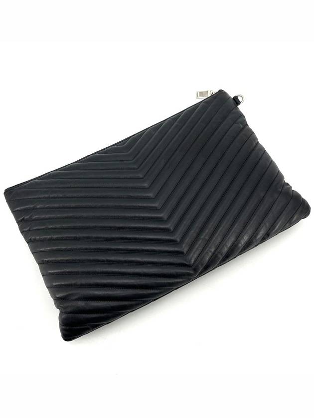 Matelasse silver clutch large - SAINT LAURENT - BALAAN 3