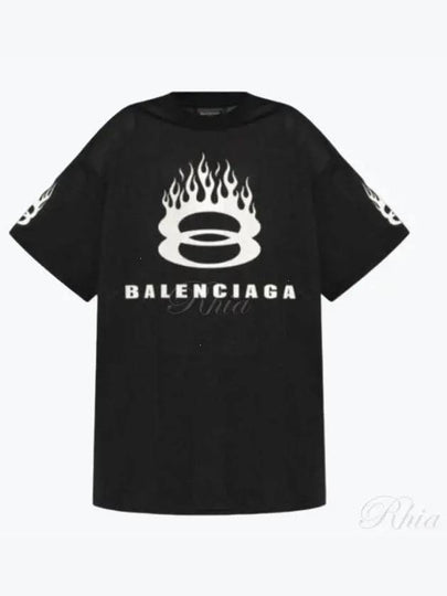 Logo print crew neck short sleeve t shirt black - BALENCIAGA - BALAAN 2