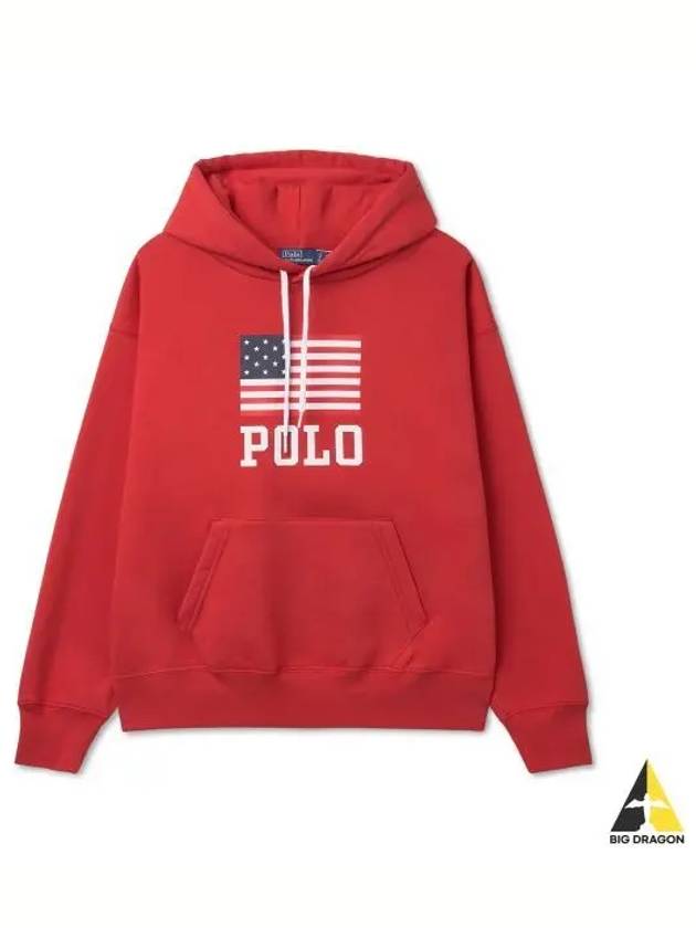 W Logo Flag Oversized Fleece Hoodie Red - POLO RALPH LAUREN - BALAAN 1