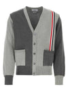 Fun Mix V-neck Cotton Cardigan Grey - THOM BROWNE - BALAAN 2