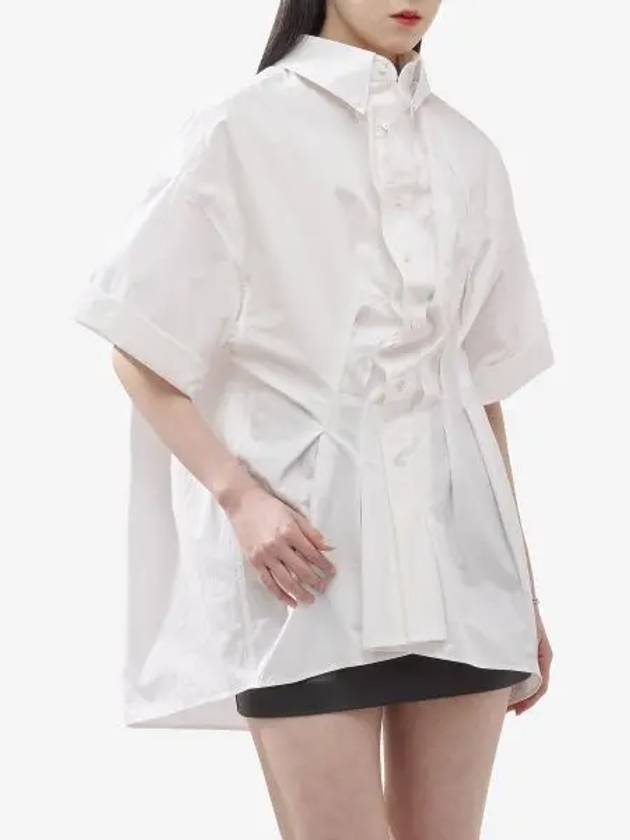 Poplin Drape Half Shirt White - MAISON MARGIELA - BALAAN 2