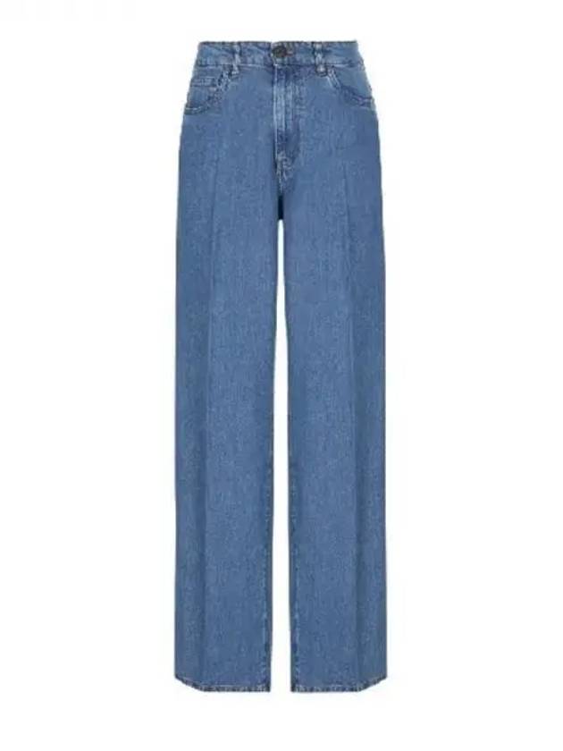 Back logo embroidered wide denim pants - MIU MIU - BALAAN 1